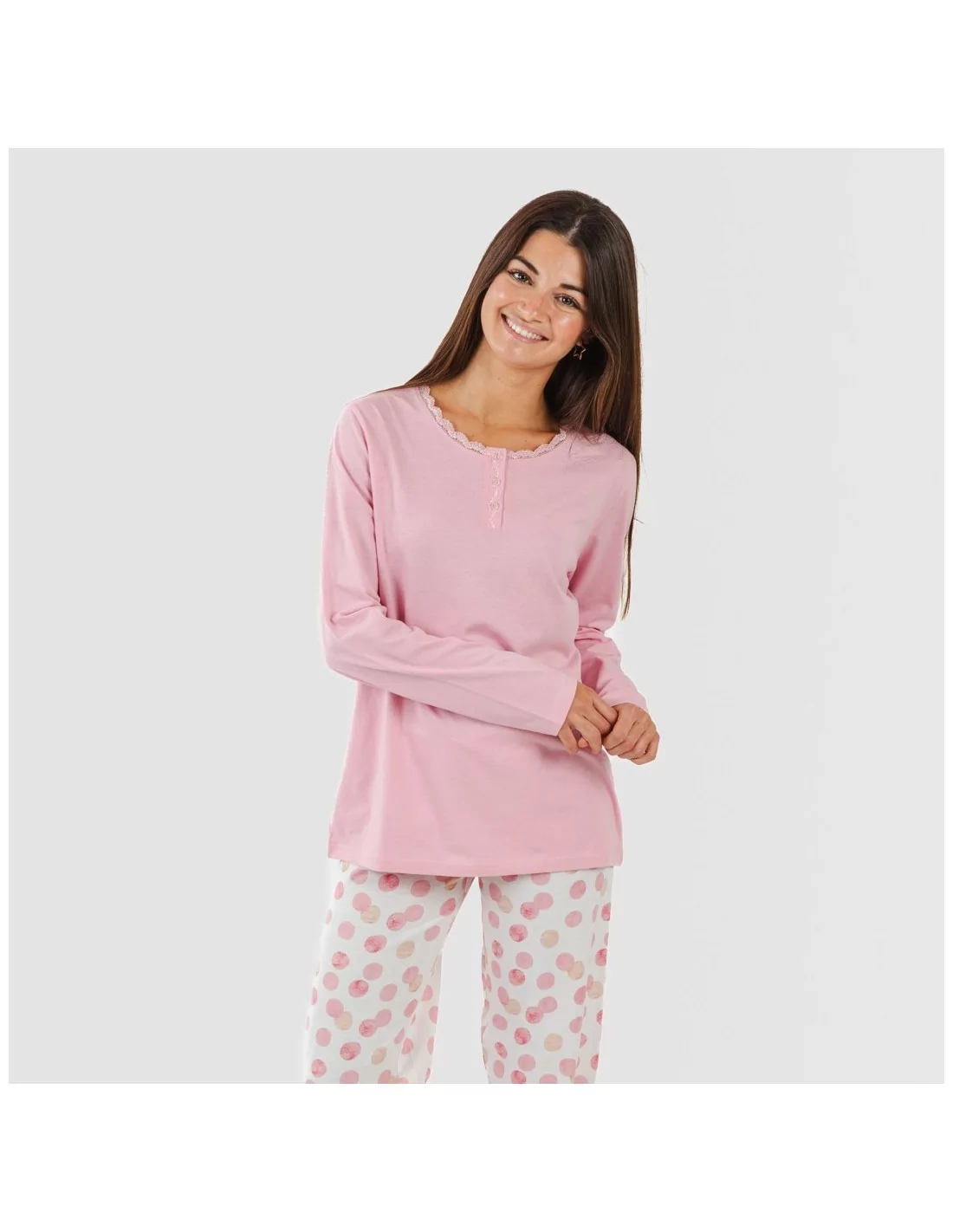 Pijama largo algodón Graciela rosa