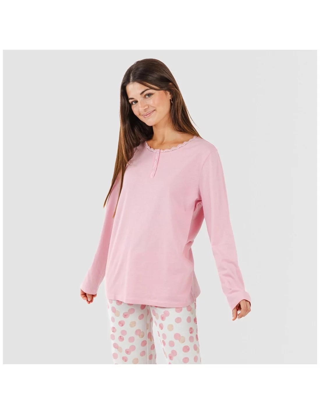Pijama largo algodón Graciela rosa
