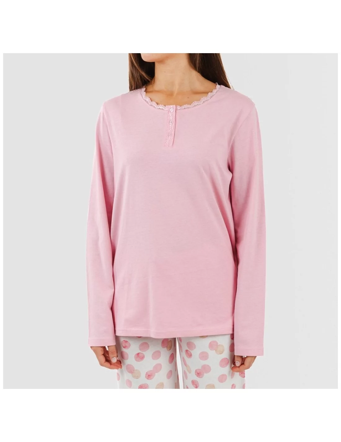 Pijama largo algodón Graciela rosa