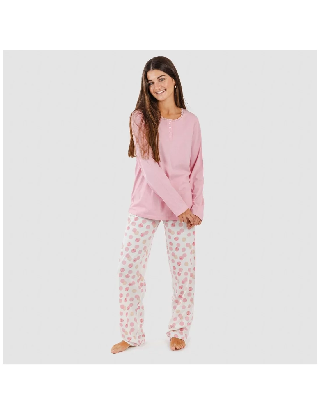 Pijama largo algodón Graciela rosa