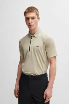 Polo de mezcla de materiales con logo reflectante decorativo