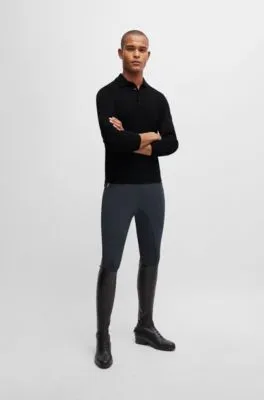 Polo de punto para equitación en mezcla de cashmere y algodón