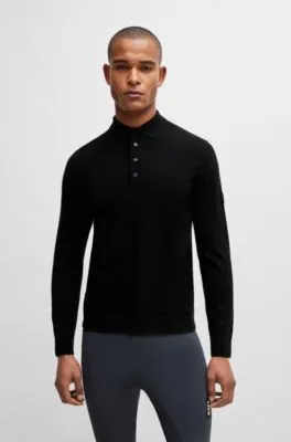 Polo de punto para equitación en mezcla de cashmere y algodón