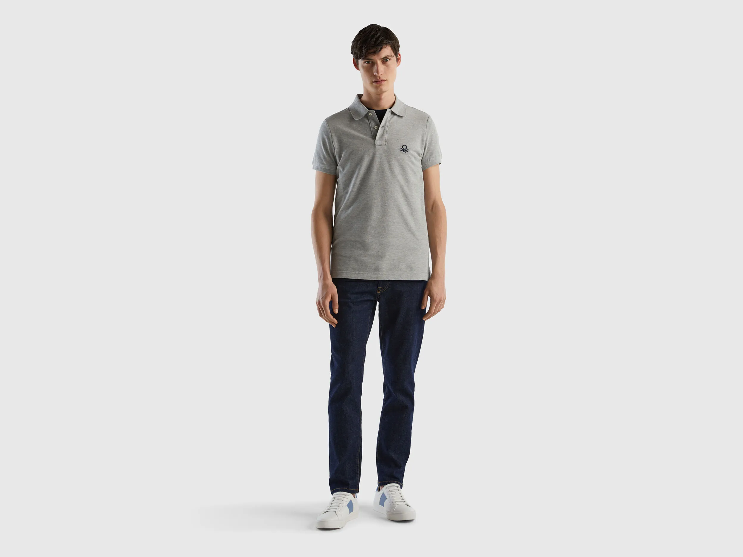 Polo gris jaspeado slim fit