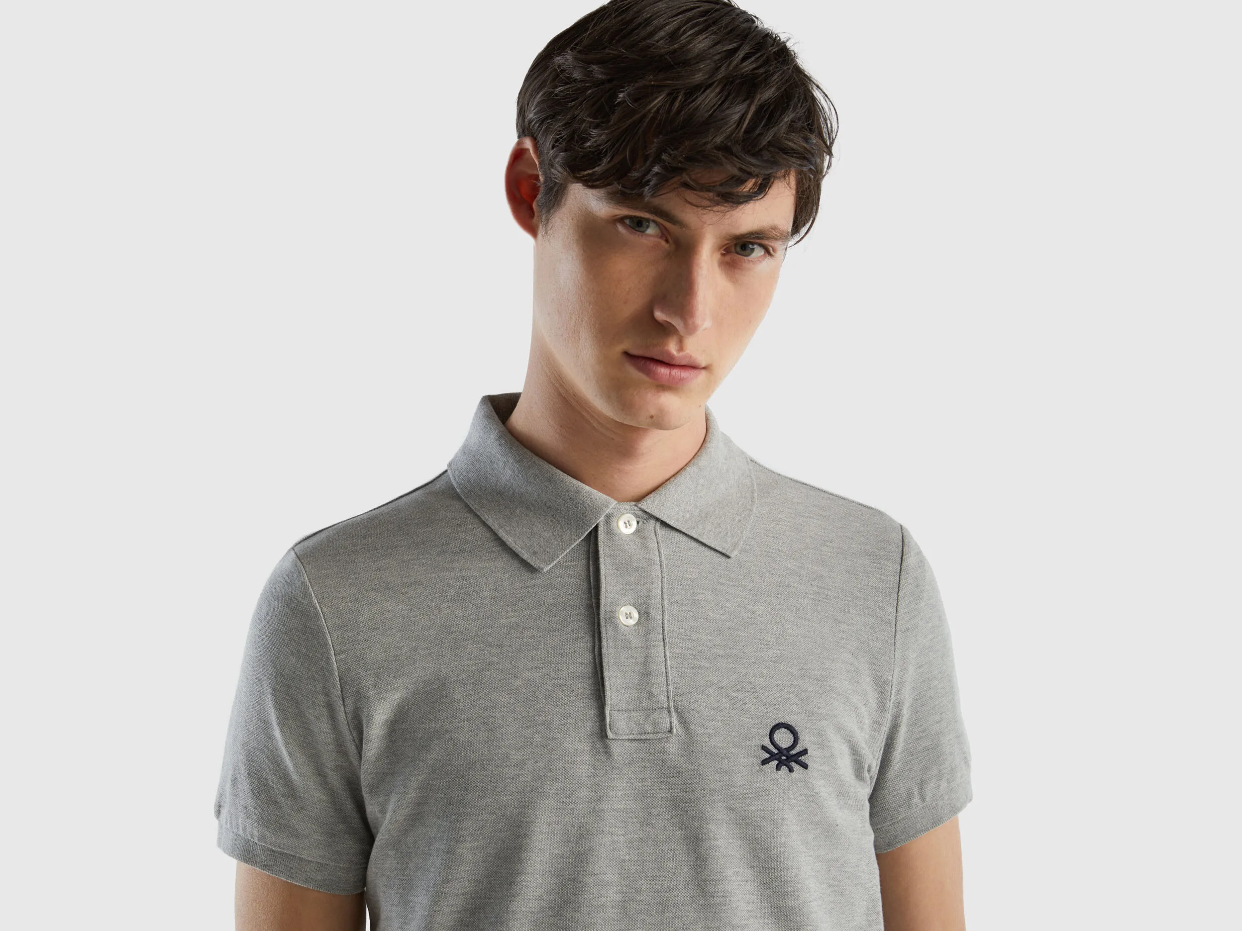 Polo gris jaspeado slim fit