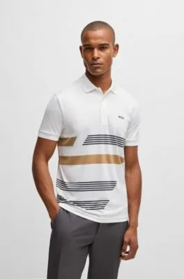 Polo Paddy en punto elástico con estampado de rayas