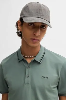 Polo slim fit de algodón elástico con logo estampado