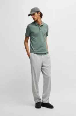 Polo slim fit de algodón elástico con logo estampado