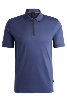 Polo slim fit de algodón mercerizado con tapeta de cremallera