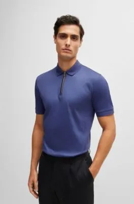 Polo slim fit de algodón mercerizado con tapeta de cremallera
