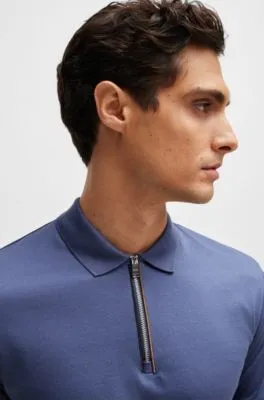 Polo slim fit de algodón mercerizado con tapeta de cremallera