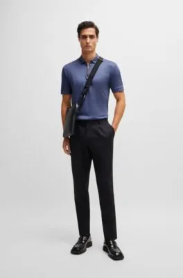 Polo slim fit de algodón mercerizado con tapeta de cremallera