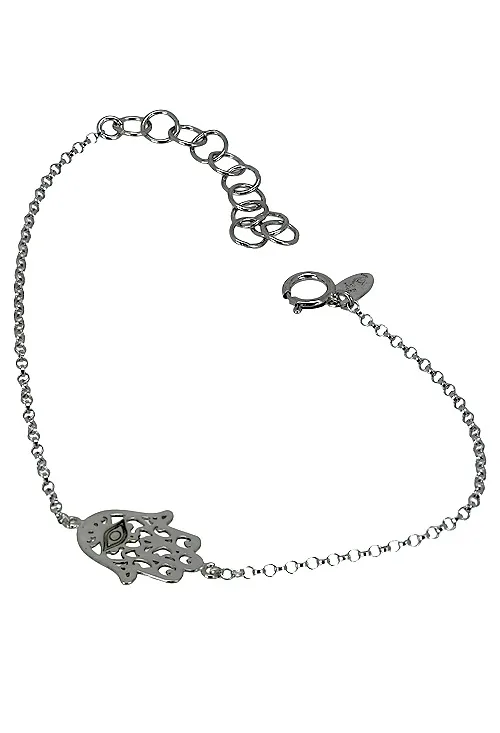 PULSERA DE PLATA MANO DE FáTIMA O HAMSA 266_04312911