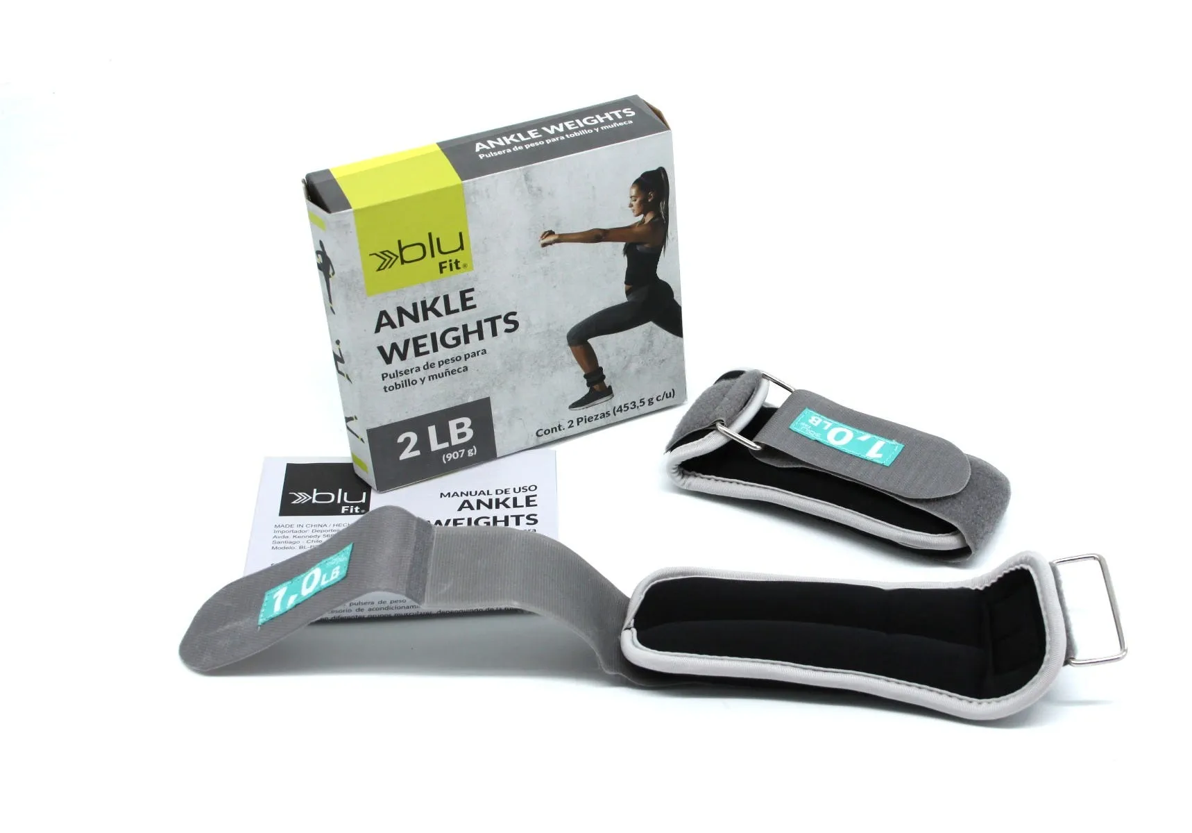 Pulseras de Peso Tobillo/Muñeca Fitness Blu Fit 0.90 Kg. Par
