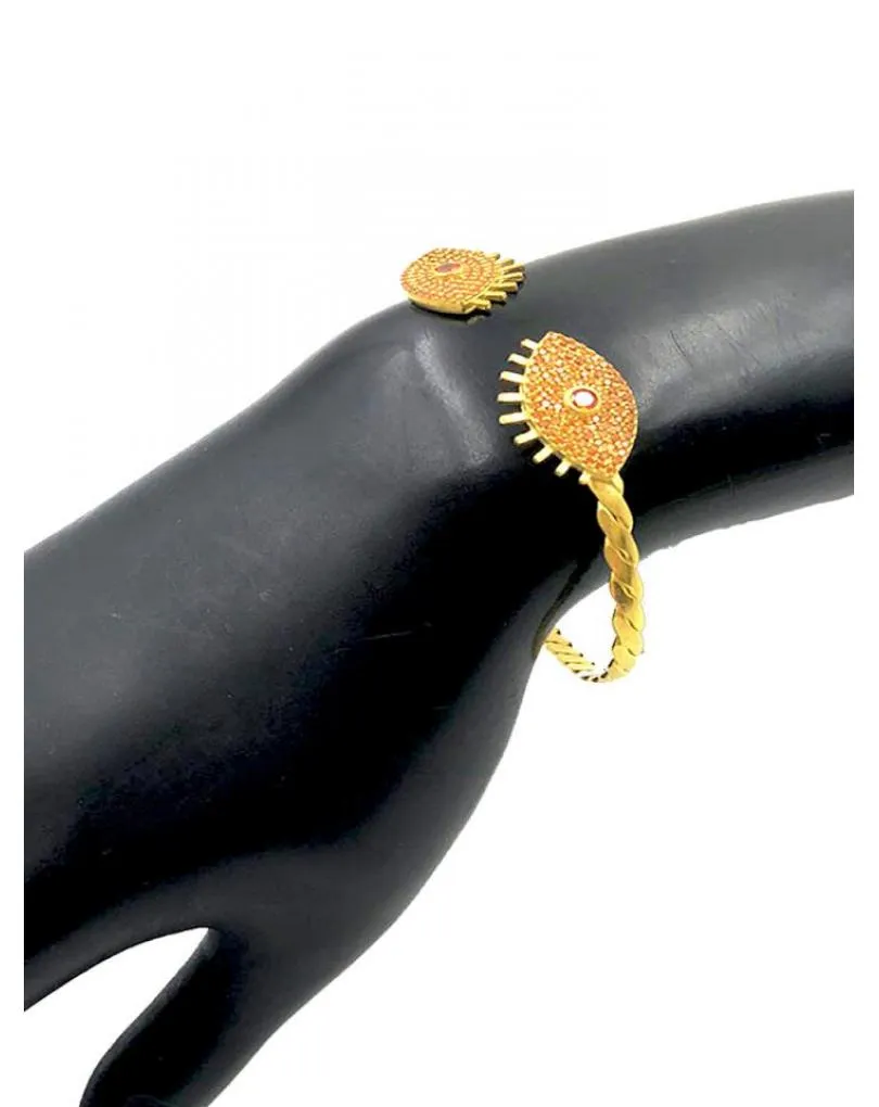 PULSERAS DORADAS Y NARANJAS CON OJO TURCO DE LA SUERTE