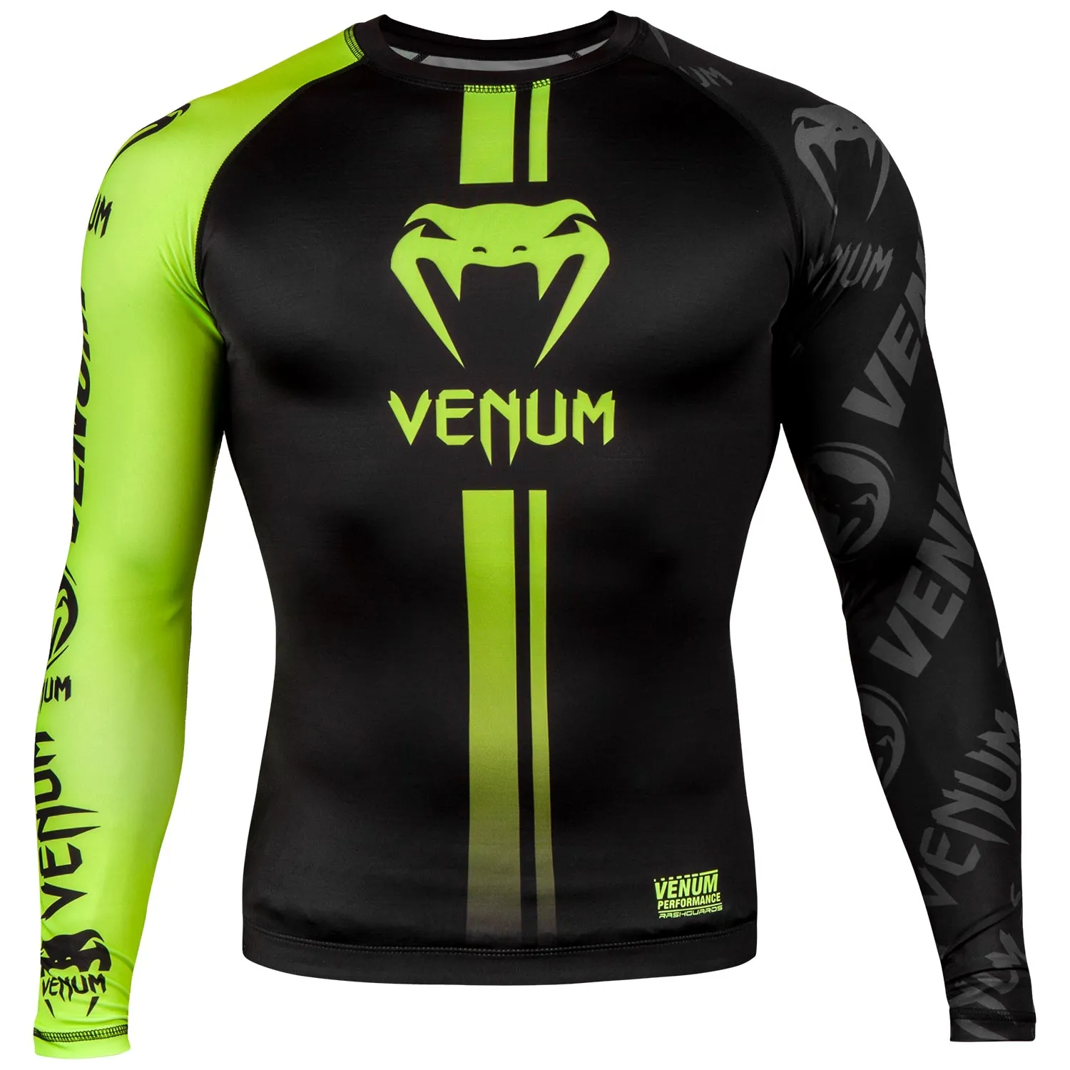 RASHGUARD VENUM LOGOS  MANGAS LARGAS  NEGRO/AMARILLO FLUO