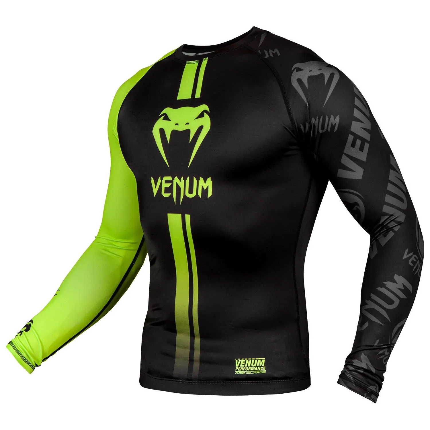 RASHGUARD VENUM LOGOS  MANGAS LARGAS  NEGRO/AMARILLO FLUO