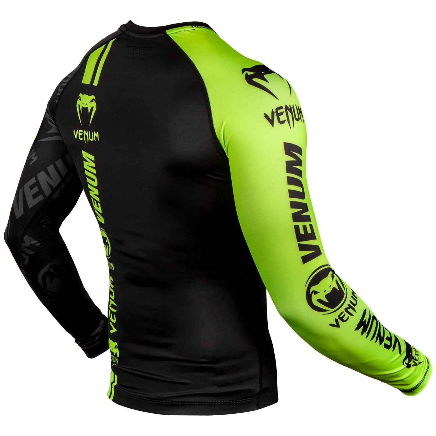 RASHGUARD VENUM LOGOS  MANGAS LARGAS  NEGRO/AMARILLO FLUO