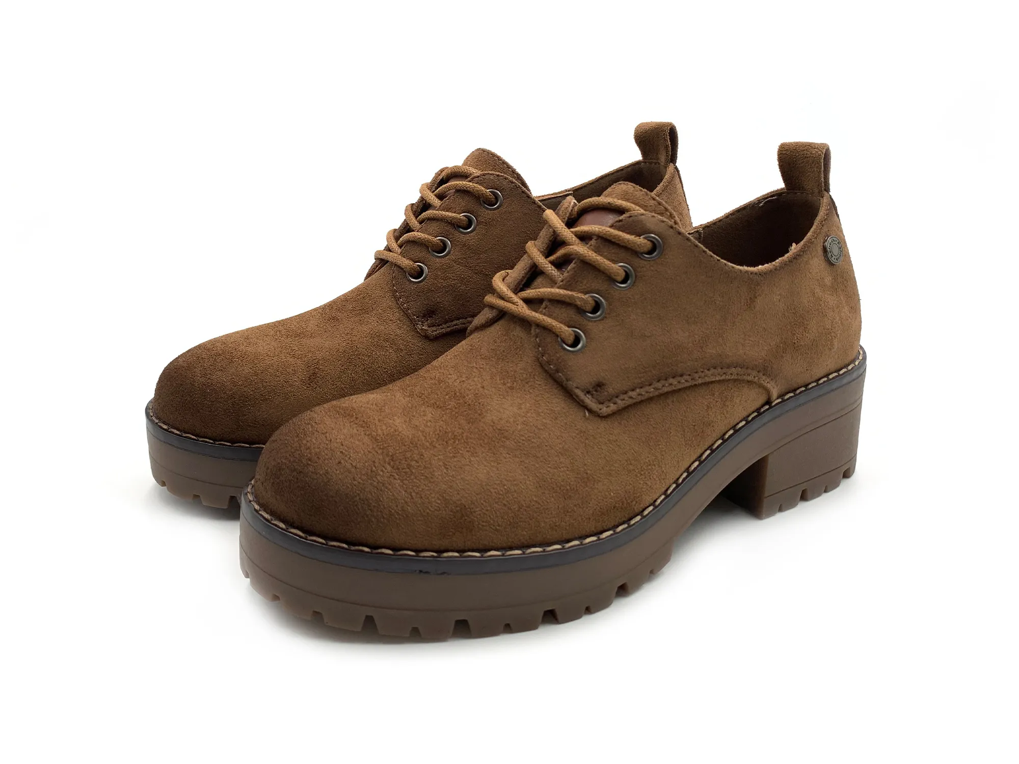 Refresh 170999 Zapato Antelina Cordones Tacón 5 Negro Mujer