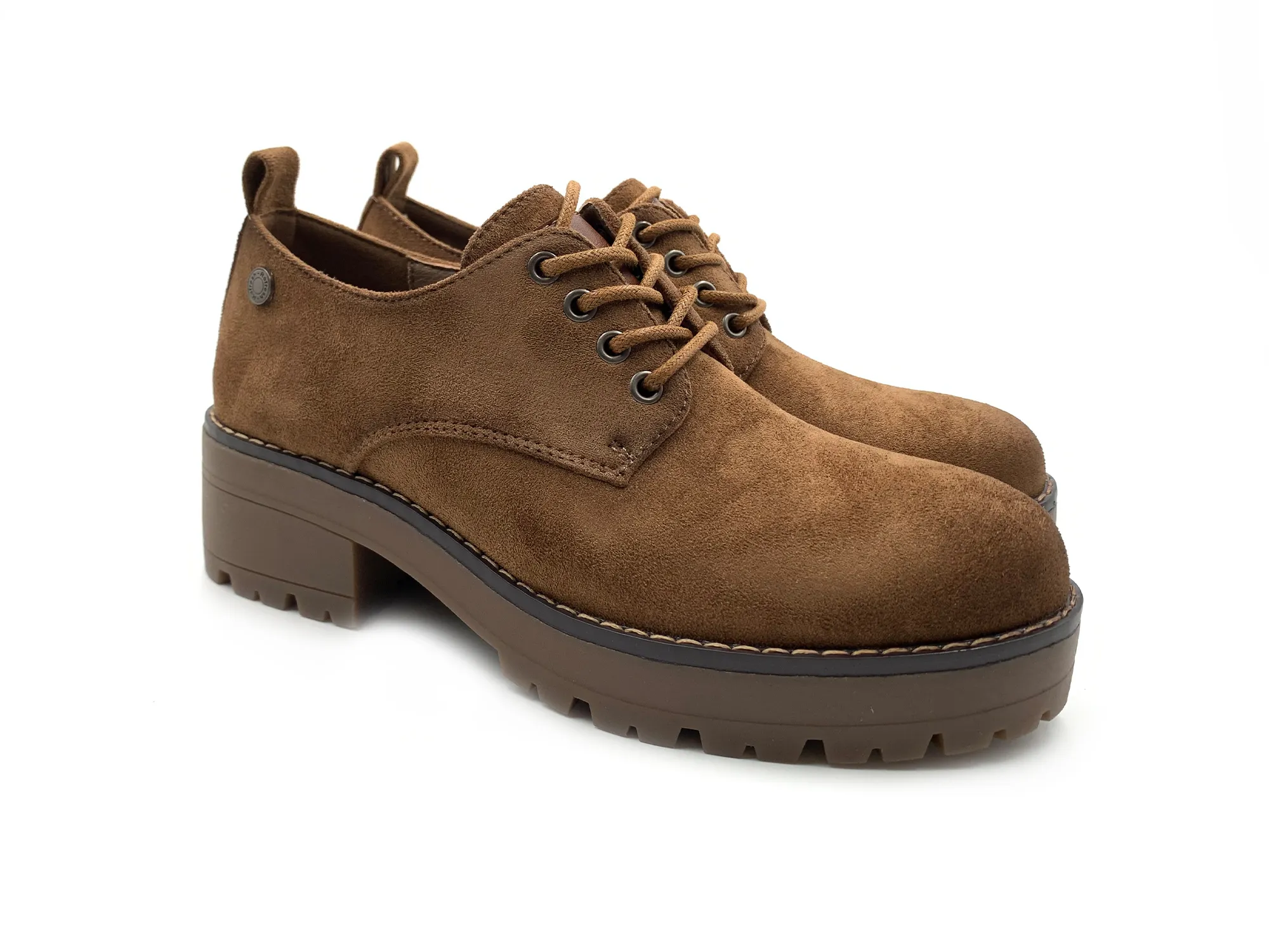 Refresh 170999 Zapato Antelina Cordones Tacón 5 Negro Mujer