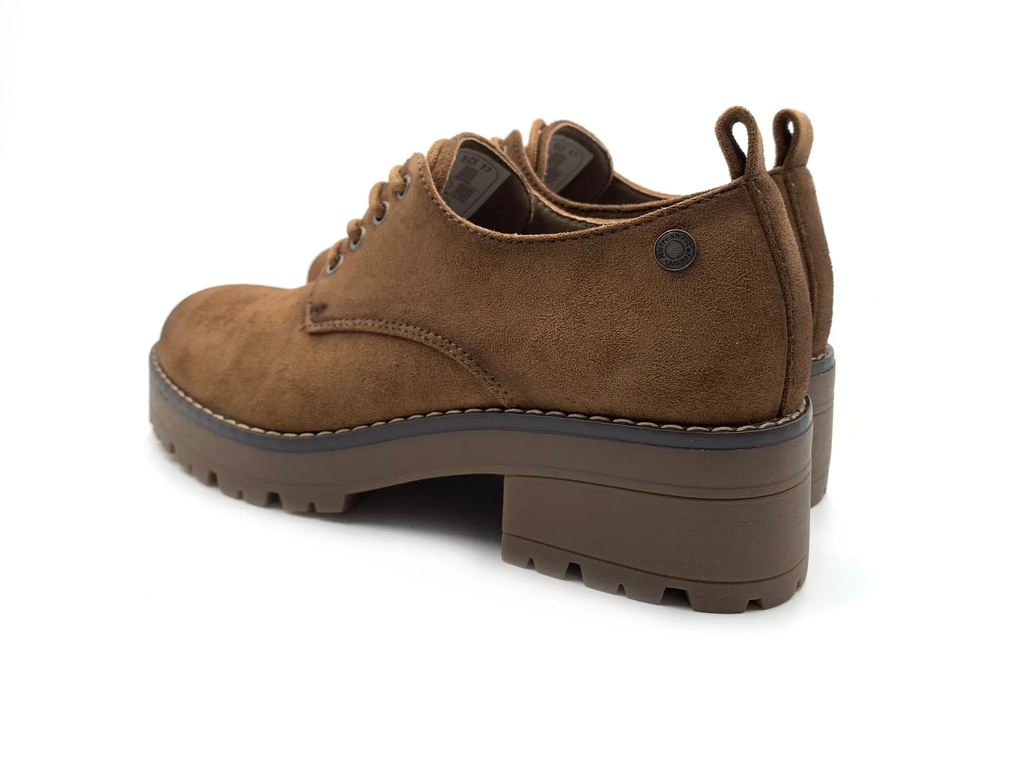 Refresh 170999 Zapato Antelina Cordones Tacón 5 Negro Mujer