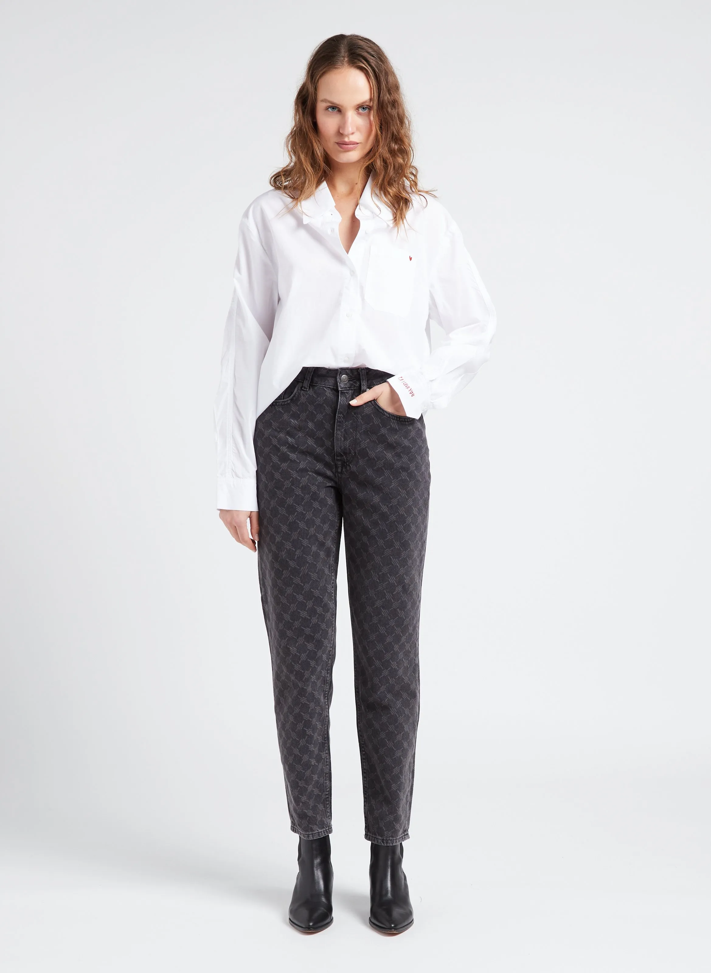 REIKO CALEB  CAMISA DE POPELINA DE ALGODóN ORGáNICO CON CUELLO CLáSICO EN BLANCO