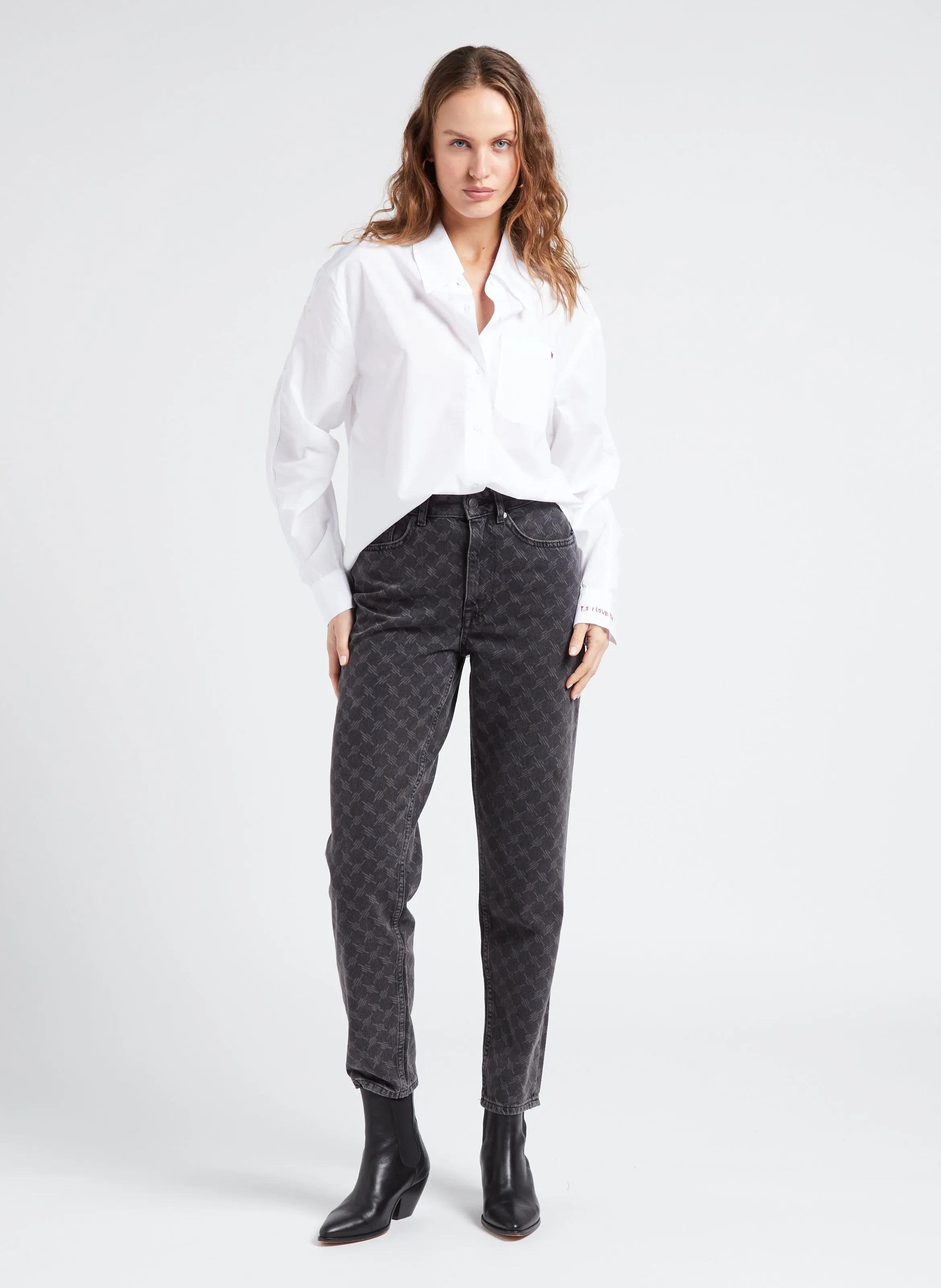 REIKO CALEB  CAMISA DE POPELINA DE ALGODóN ORGáNICO CON CUELLO CLáSICO EN BLANCO
