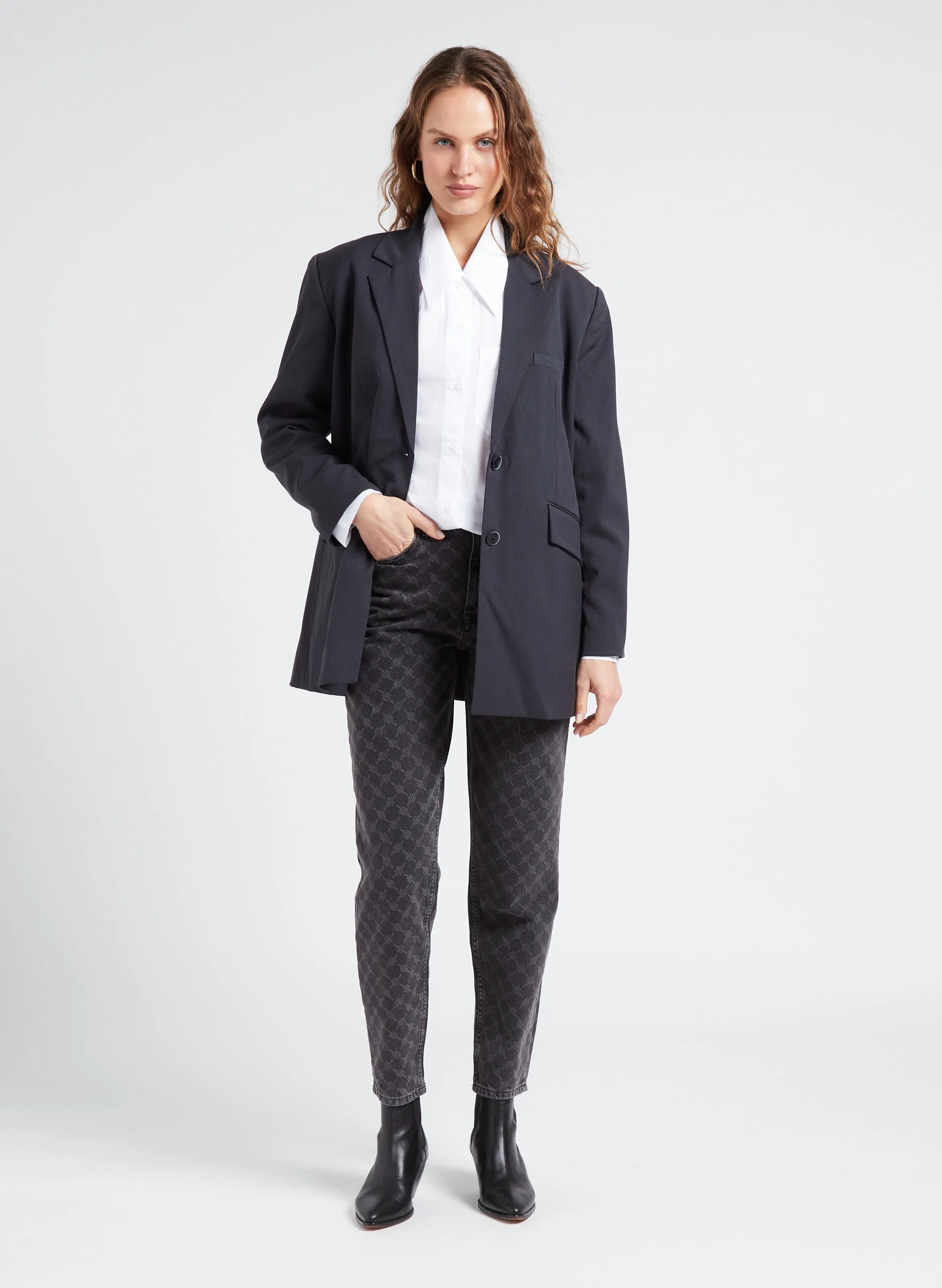 REIKO CALEB  CAMISA DE POPELINA DE ALGODóN ORGáNICO CON CUELLO CLáSICO EN BLANCO