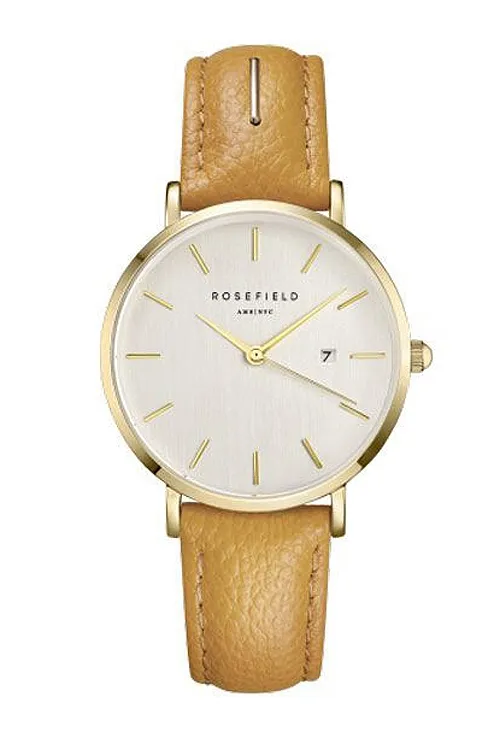 RELOJ ROSEFIELD CAJA EN ACERO CHAPADO IP ORO AMARILLO, CORREA PIEL 283_SIFEI80