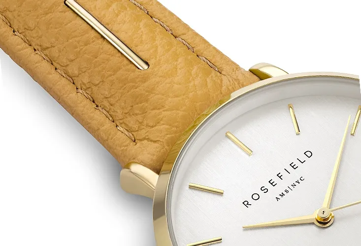 RELOJ ROSEFIELD CAJA EN ACERO CHAPADO IP ORO AMARILLO, CORREA PIEL 283_SIFEI80