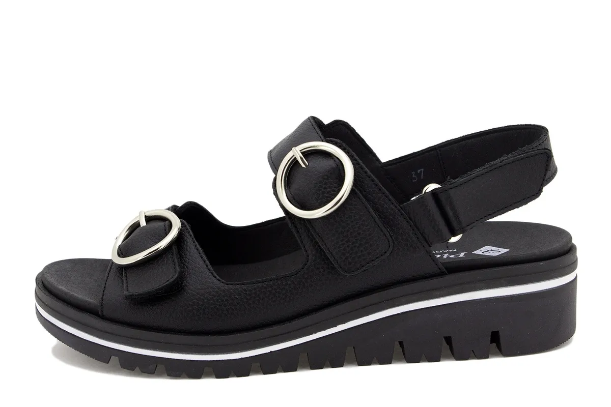 Removable Insole Sandal Black Leather