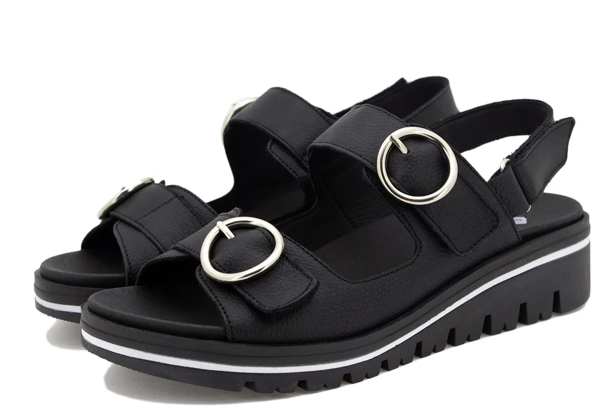 Removable Insole Sandal Black Leather