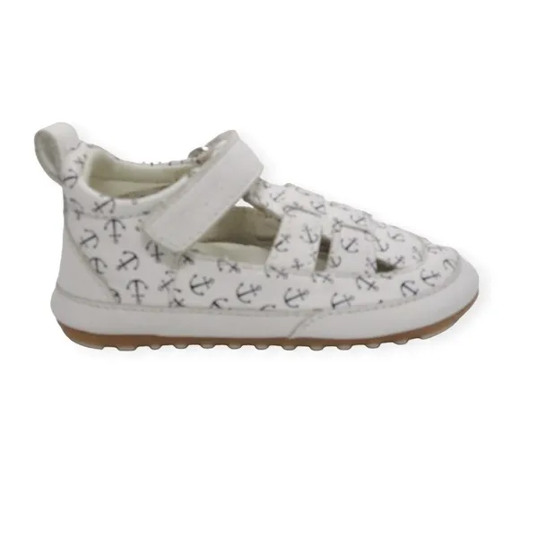 ROBEEZ MINIZ CUIR PRINT ANCRA BLANC