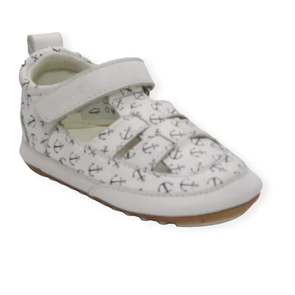 ROBEEZ MINIZ CUIR PRINT ANCRA BLANC