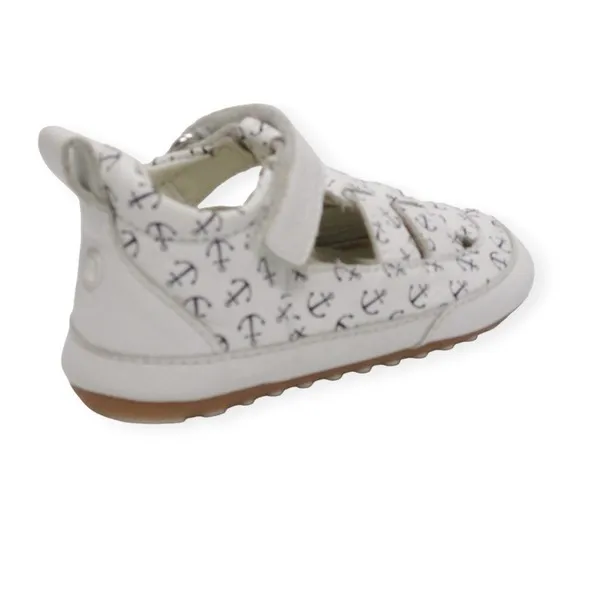 ROBEEZ MINIZ CUIR PRINT ANCRA BLANC