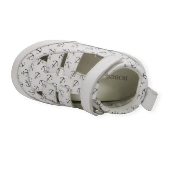 ROBEEZ MINIZ CUIR PRINT ANCRA BLANC