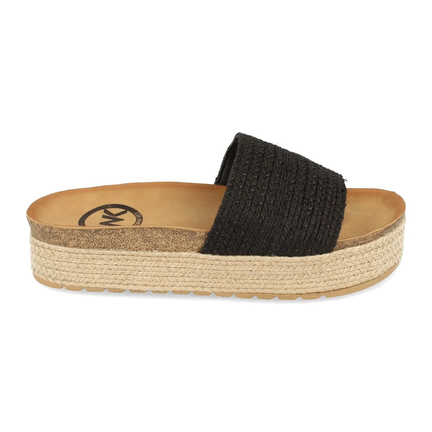 Sandalia de planta anatómica y yute pala simple mujer negro