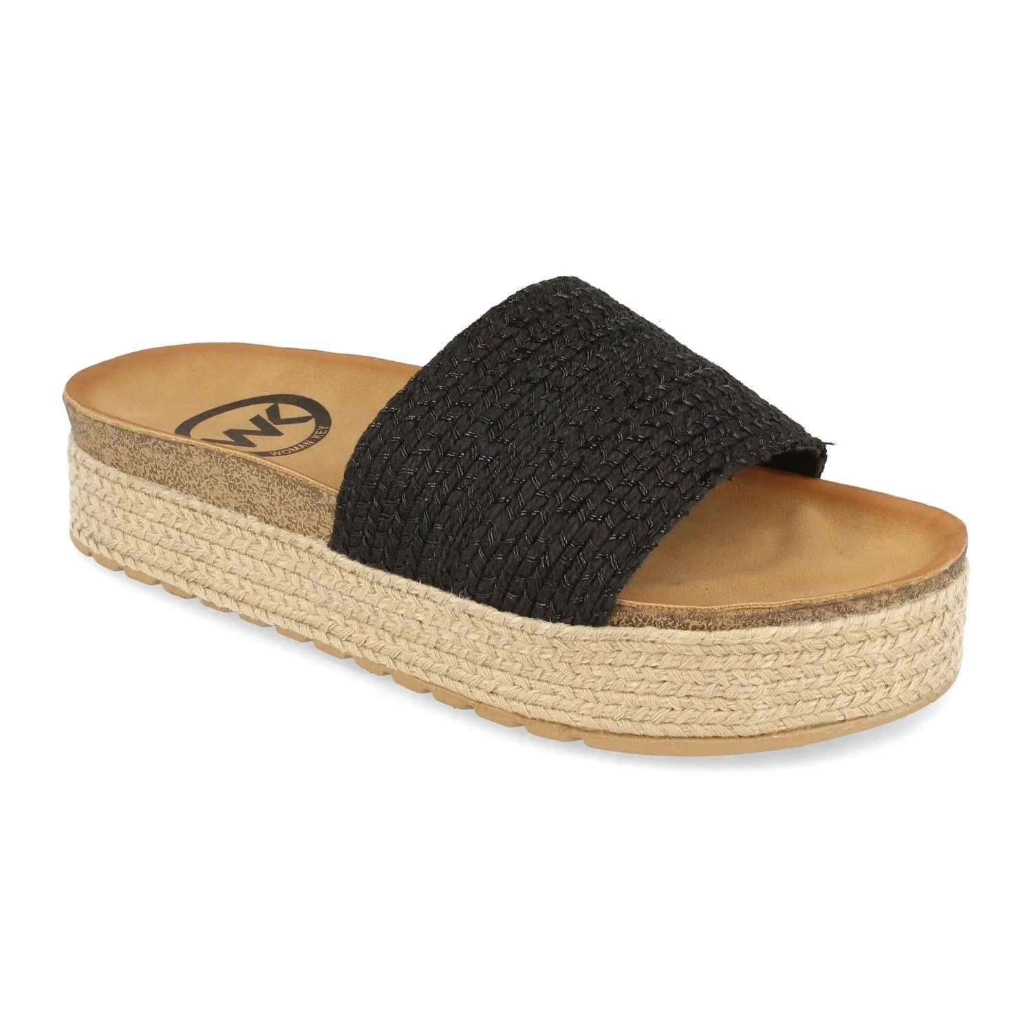 Sandalia de planta anatómica y yute pala simple mujer negro