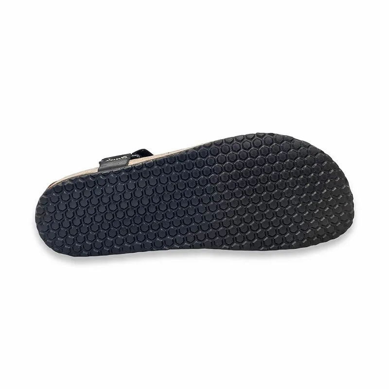 Sandalias Bio Hombre Piel Plantilla Acolchada Y Velcro 8079 Negro, de Casual