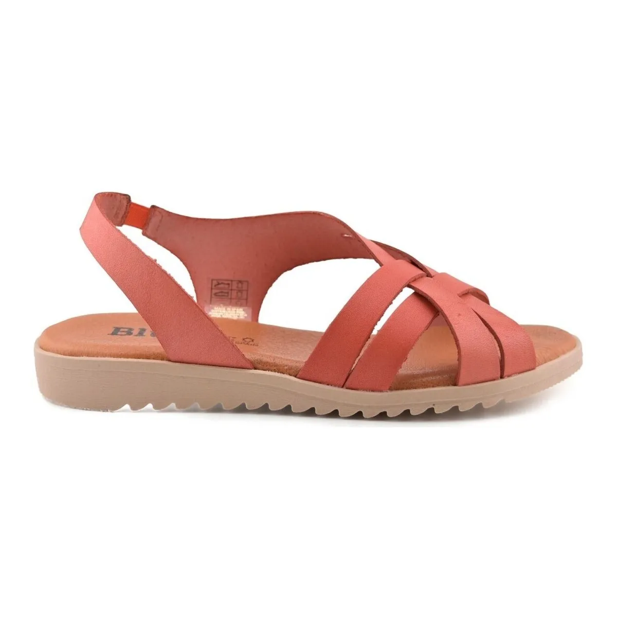 Sandalias coral planas de piel by