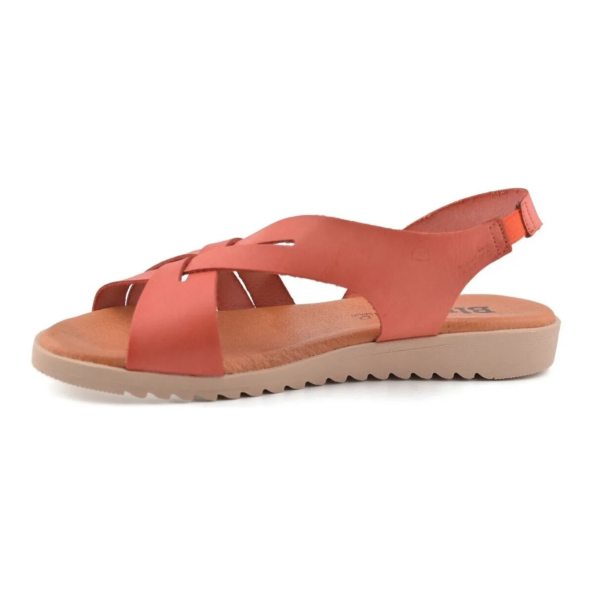 Sandalias coral planas de piel by