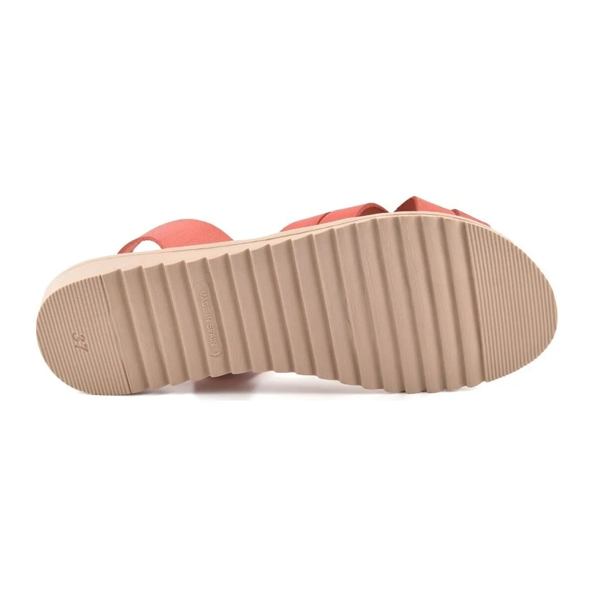 Sandalias coral planas de piel by