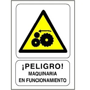 SEñAL ADHESIVA DE 110X70MM  MAQUINARIA EN FUNCIONAMIENTO (50 UNIDADES)
