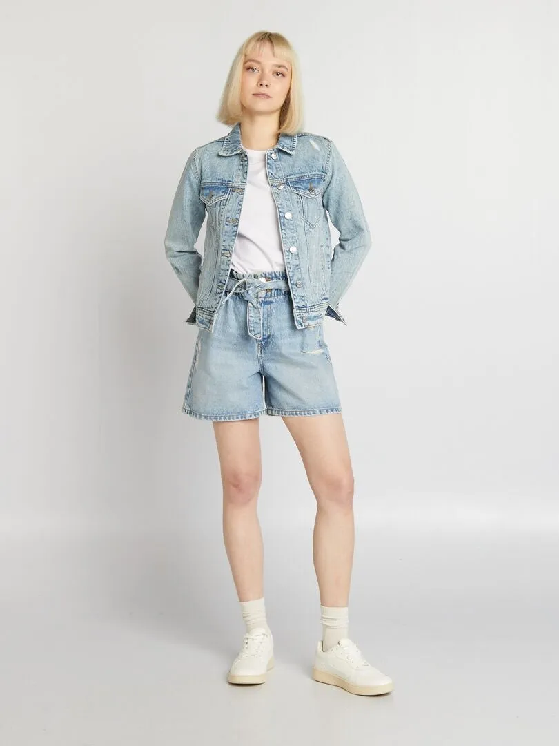 SHORT VAQUERO DE TALLE ALTO CON CINTURóN  AZUL