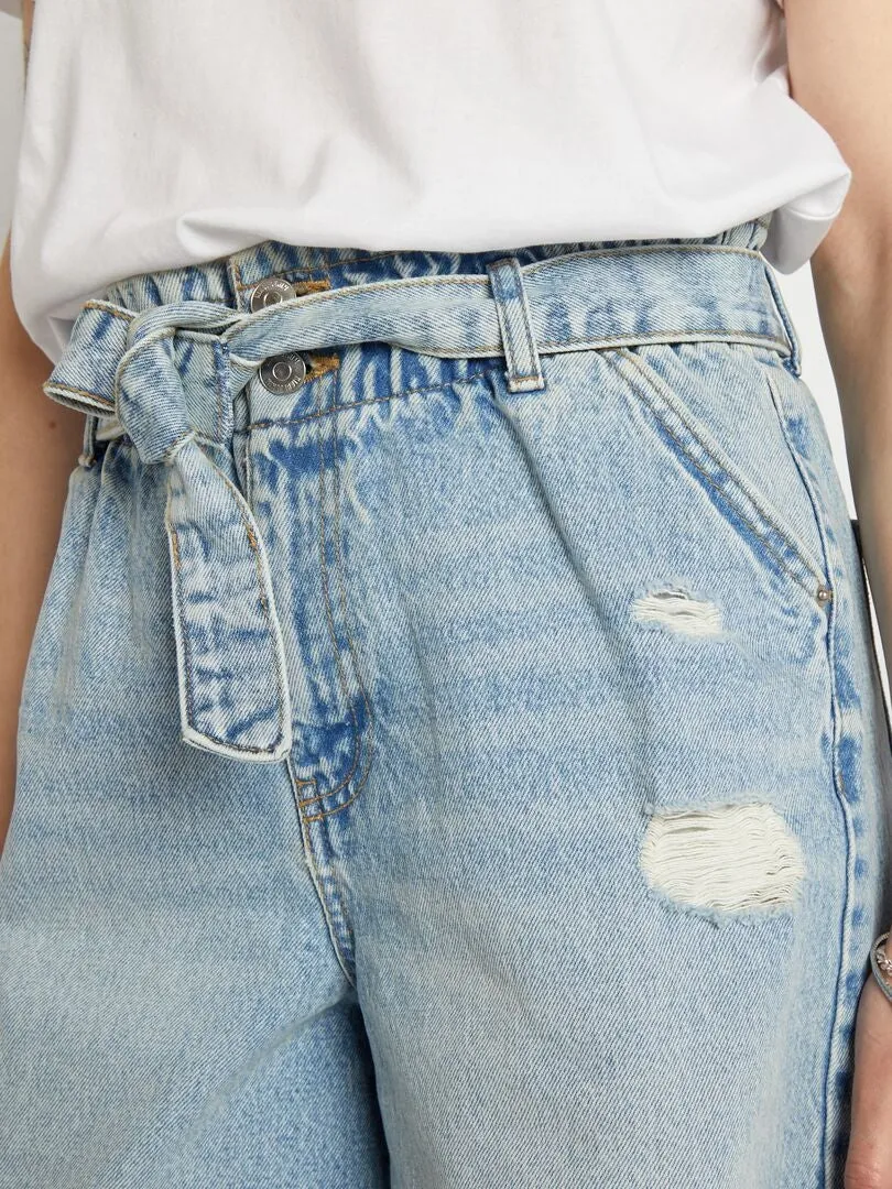 SHORT VAQUERO DE TALLE ALTO CON CINTURóN  AZUL