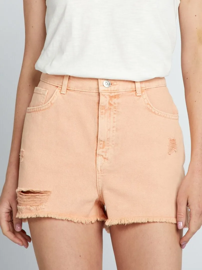 SHORT VAQUERO DESCOLORIDO  NARANJA