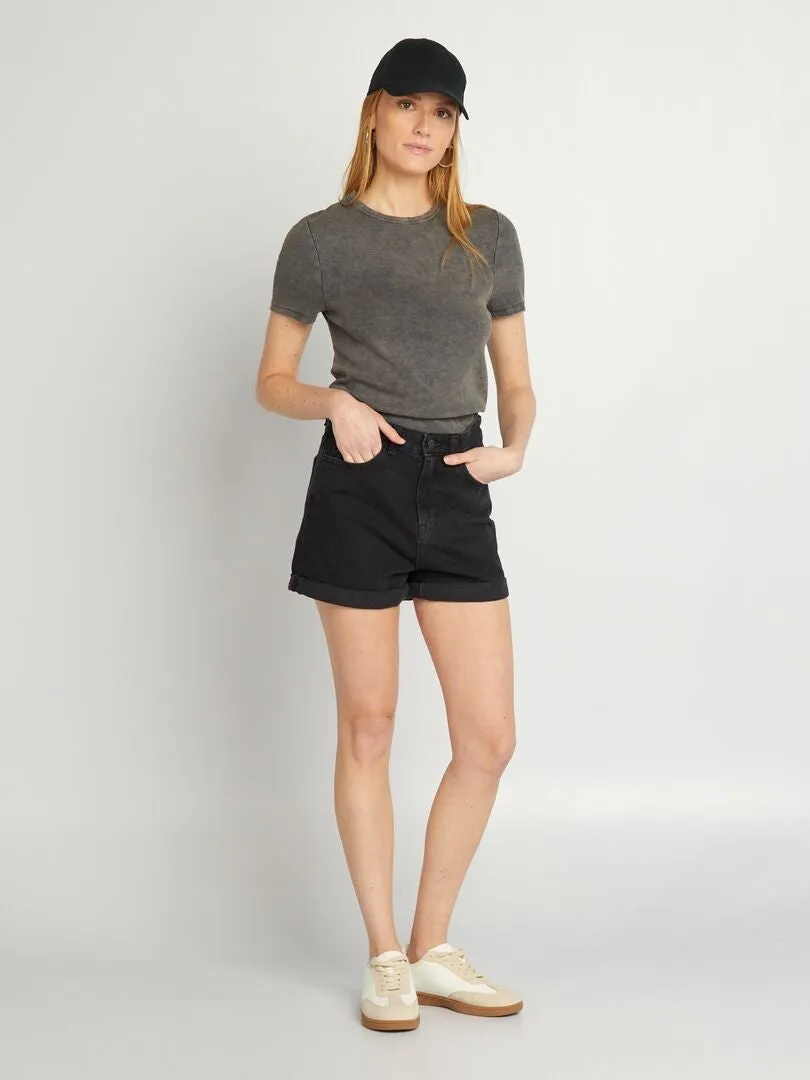 SHORT VAQUERO  GRIS