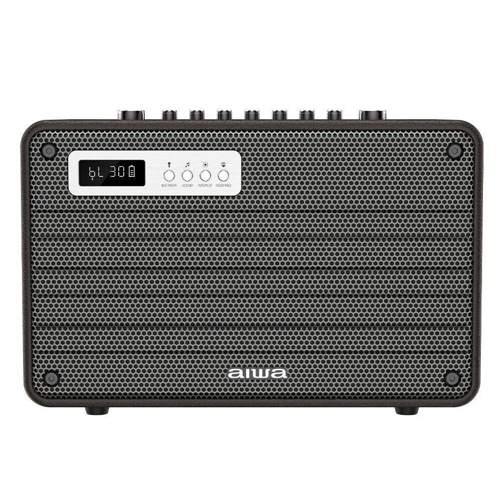 Sistema de karaoke Aiwa con micrófonos inalámbricos DSP Enigma Lite en color marrón MIX420/BR