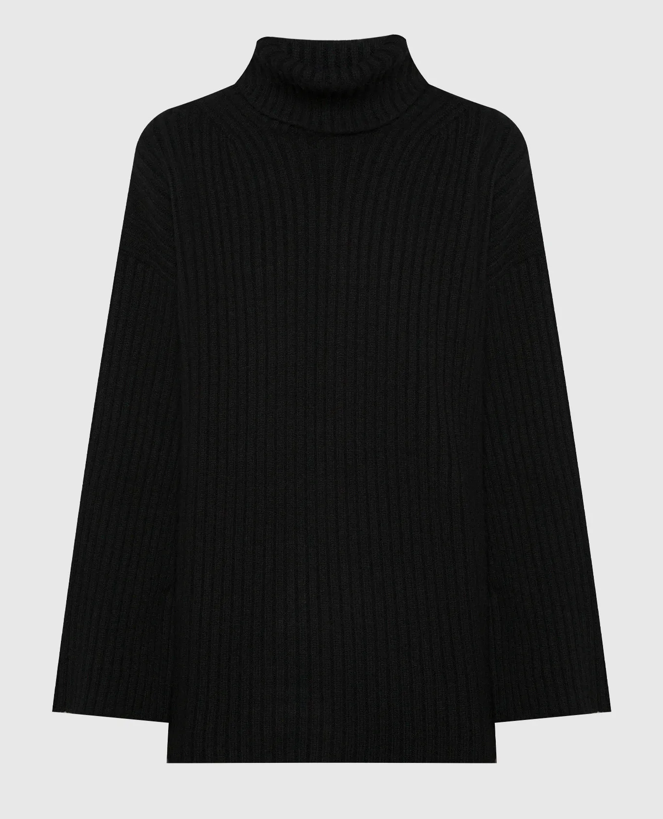 Solotre Black ribbed wool sweater