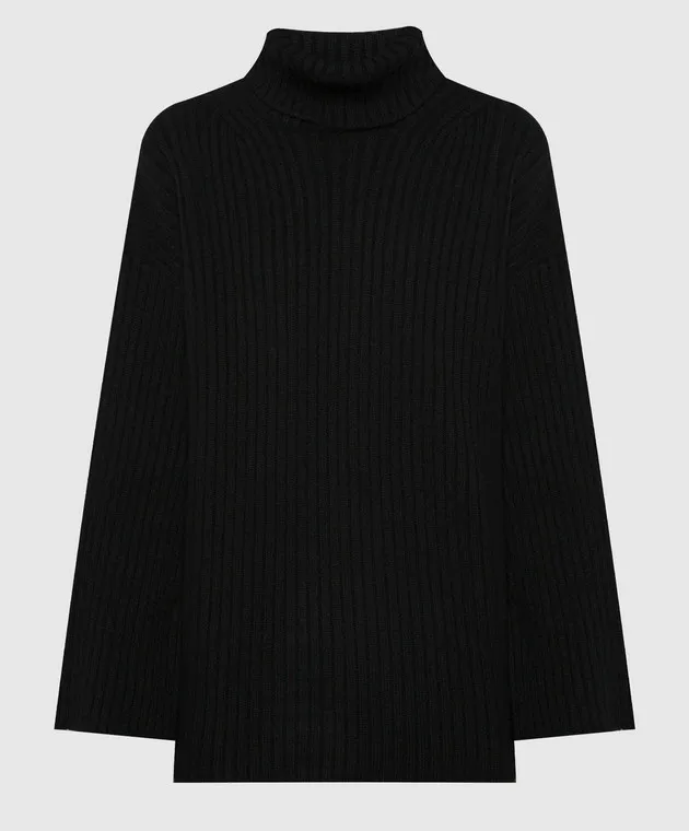 Solotre Black ribbed wool sweater